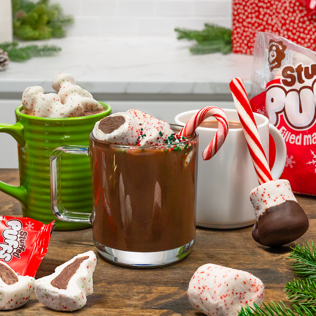 Peppermint Hot Chocolate 3 ways – Stuffed Puffs