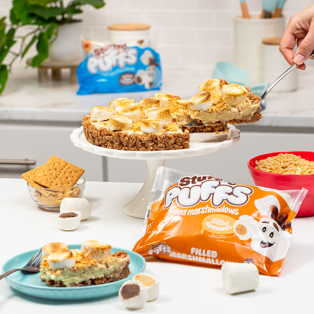 Crispy Rice Cereal Cheesecake Stuffed Puffs