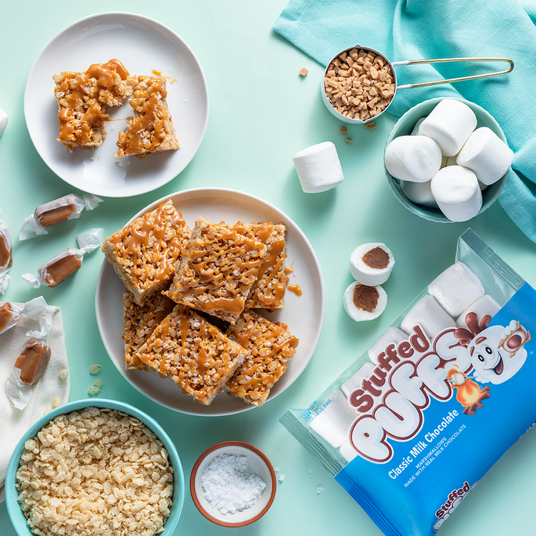 Salted Caramel Toffee Krispies Stuffed Puffs